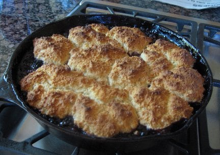 Blueberry Cobbler in Cast Iron Skillet